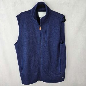 Crown & Ivy Mens Sweater Fleece Vest Blue Eve Full Zip Mock Neck Medium NEW